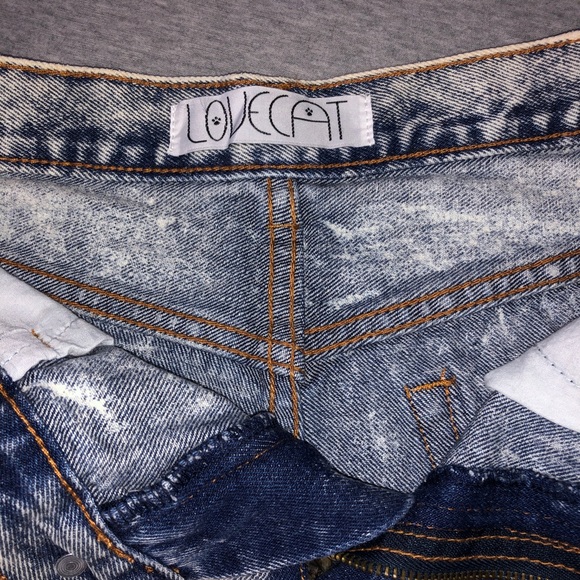 Distressed Frayed Acid Wash Jean Shorts | Size S/M - Picture 5 of 8